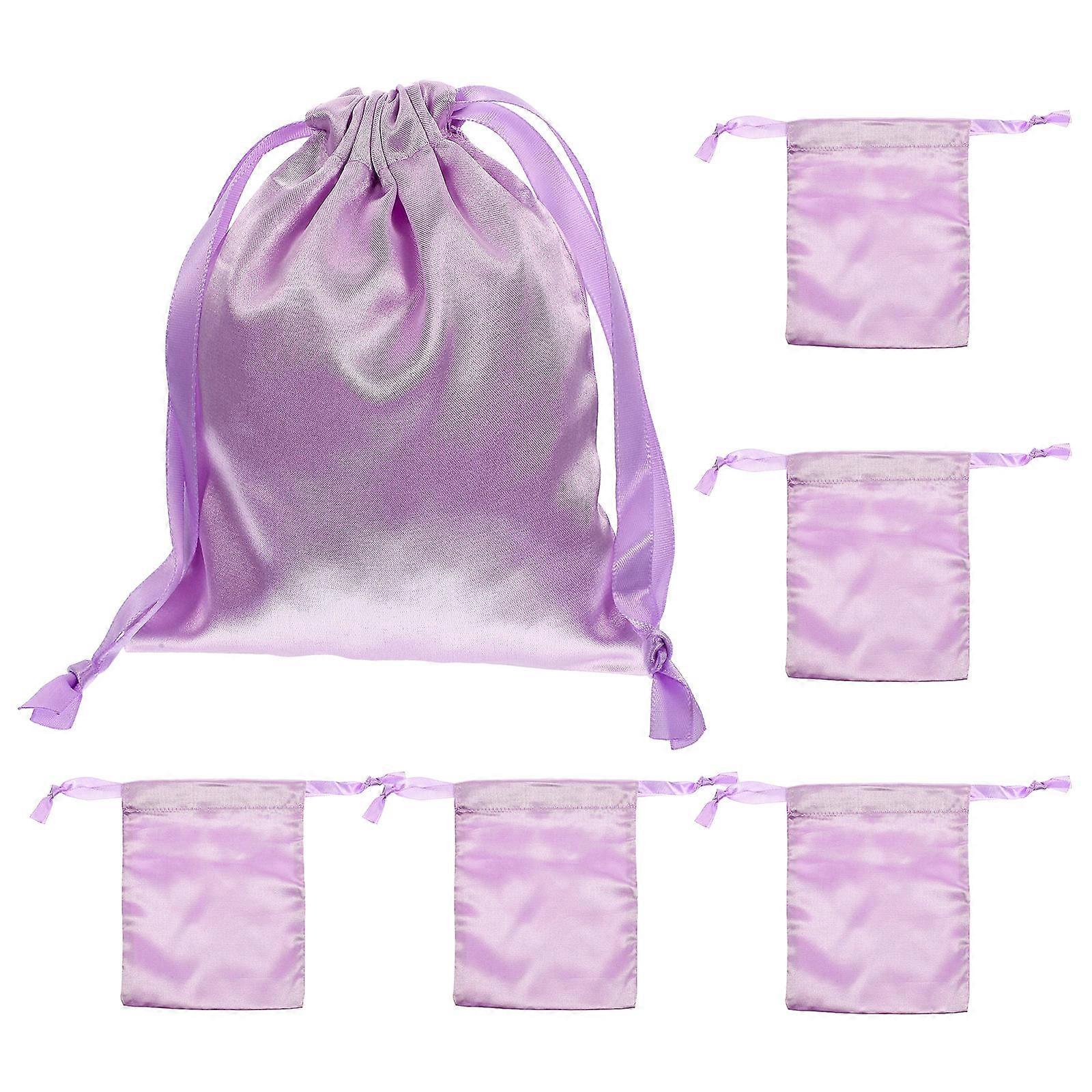 Violet Drawstring Bags for Jewelry Storage and Cosmetic Organization Made of Polyester 5 Pieces Small Size