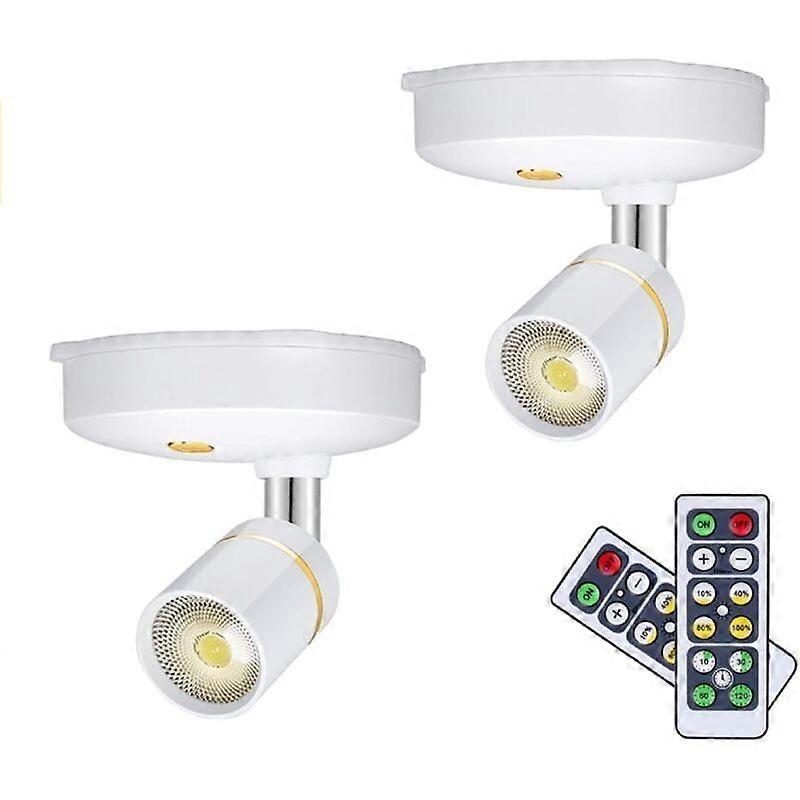 2 Pack Wireless Battery Operated Mini Indoor Picture Light Dimmable with Remote Control Stick Anywhere