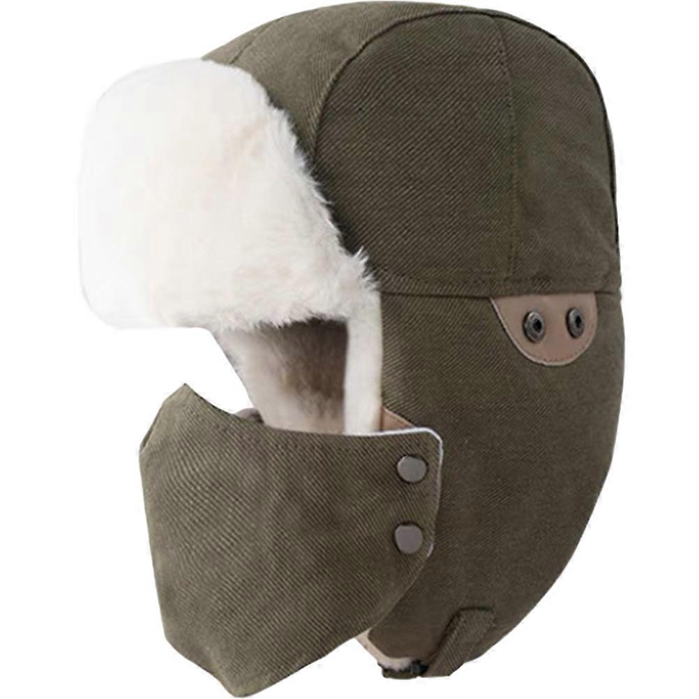 Thickened Ear Protection Winter Hat For Adults Olive Green 1Pcs Suitable For Hunting And Running