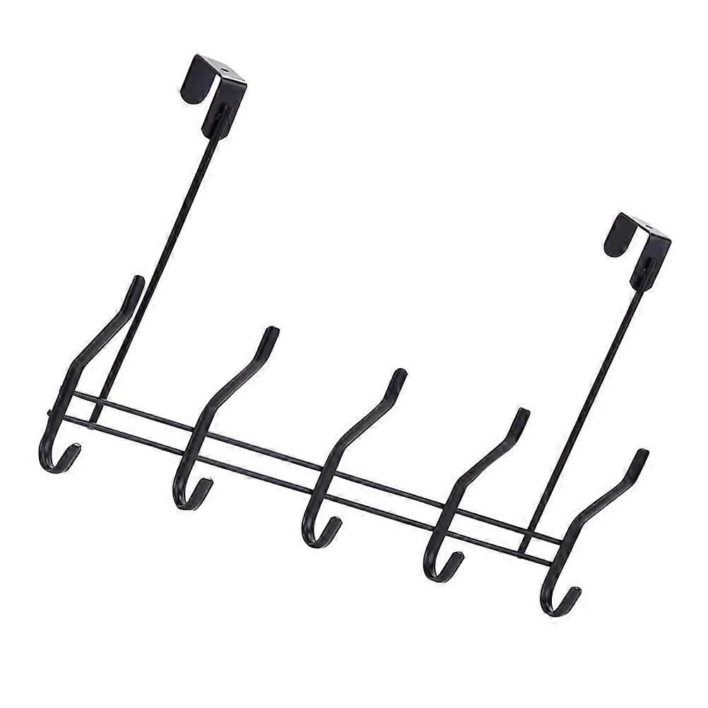 Punch Free Door Hooks Black Iron Coat Rack for Home Bathroom Kitchen with 1PC
