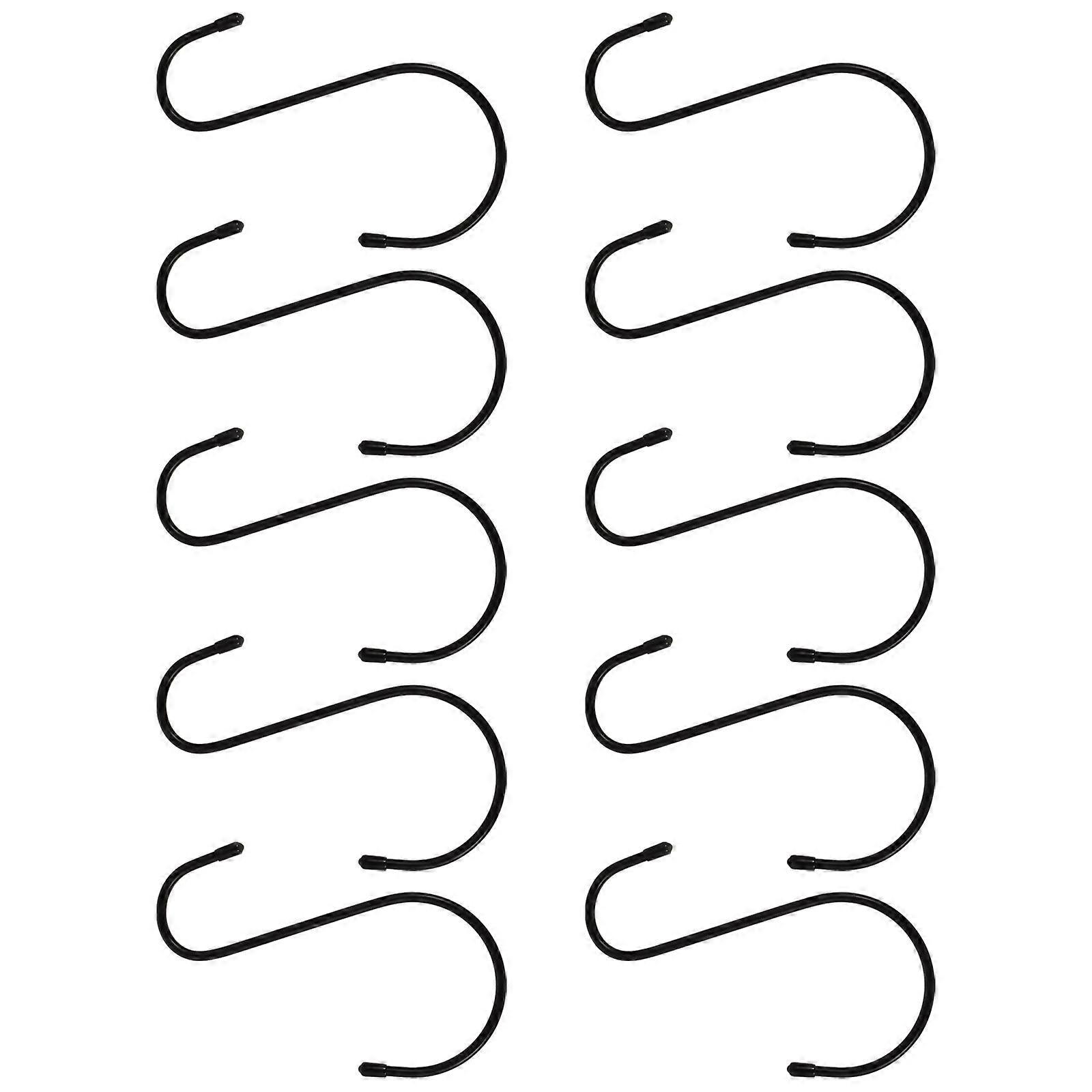 Black Iron S Shape Hooks for Hanging Use and Sturdy Suitable for Small Tableware 10Pcs