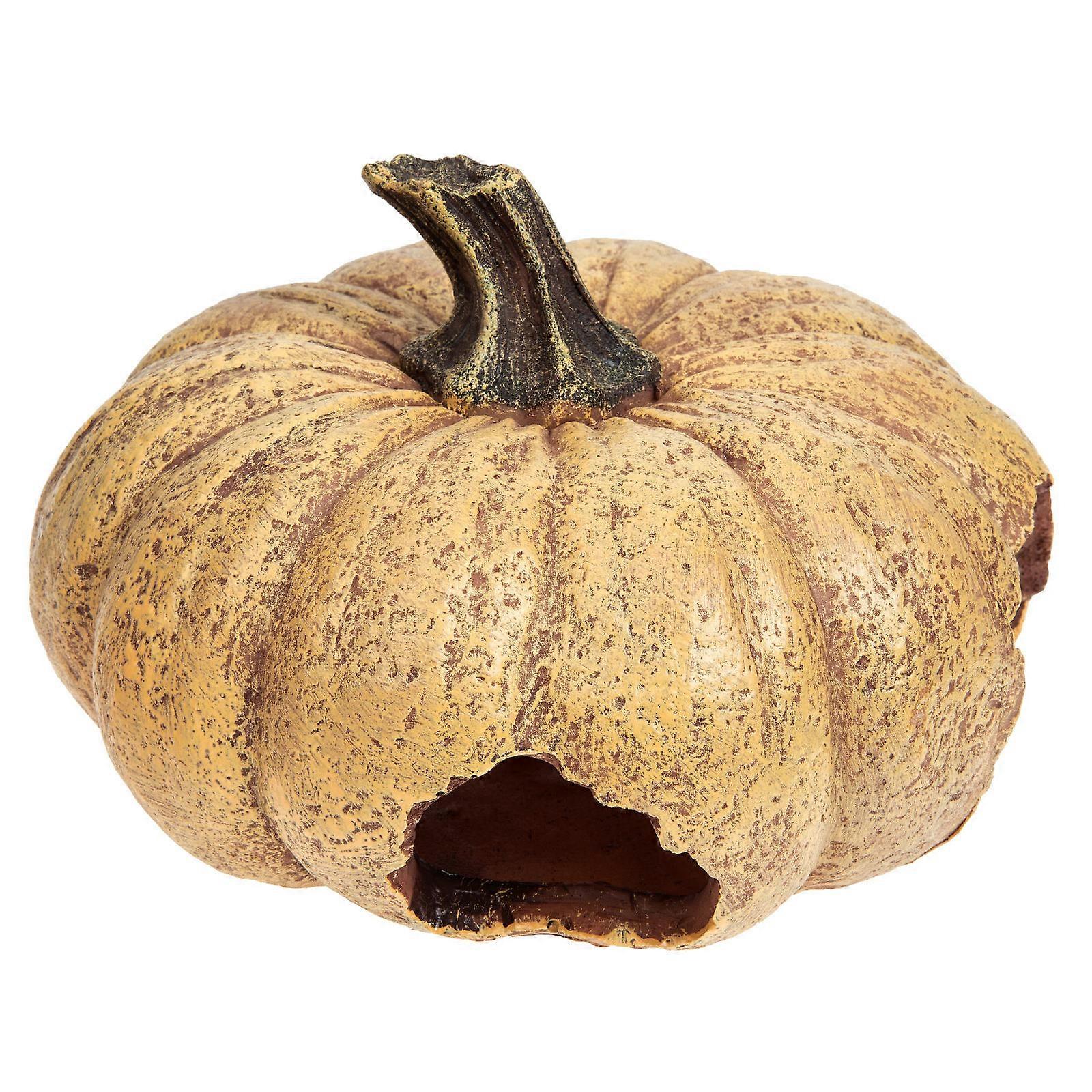 Resin Reptile Hideout Wear-Resistant Pumpkin Decor Small Reptile Hideout Desert Landscaping 6.7×6.7×4.3in 1Pack