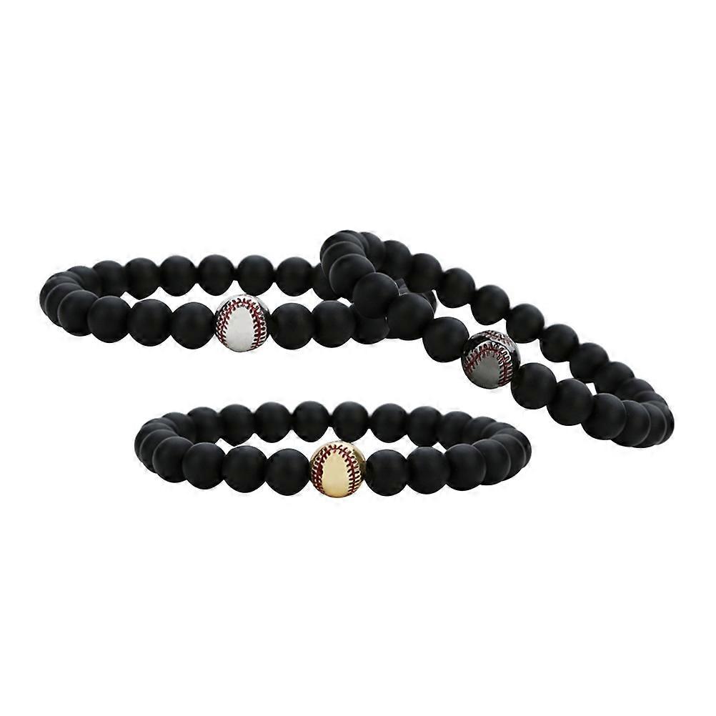 Black Frosted Beaded Bracelet Set with Copper Balls Durable Decoration for Parties and Daily Use