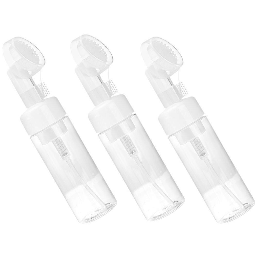 Foaming Hand Soap Dispenser with Brush Head for Storage Use Portable Plastic Transparent 3pcs Small Size