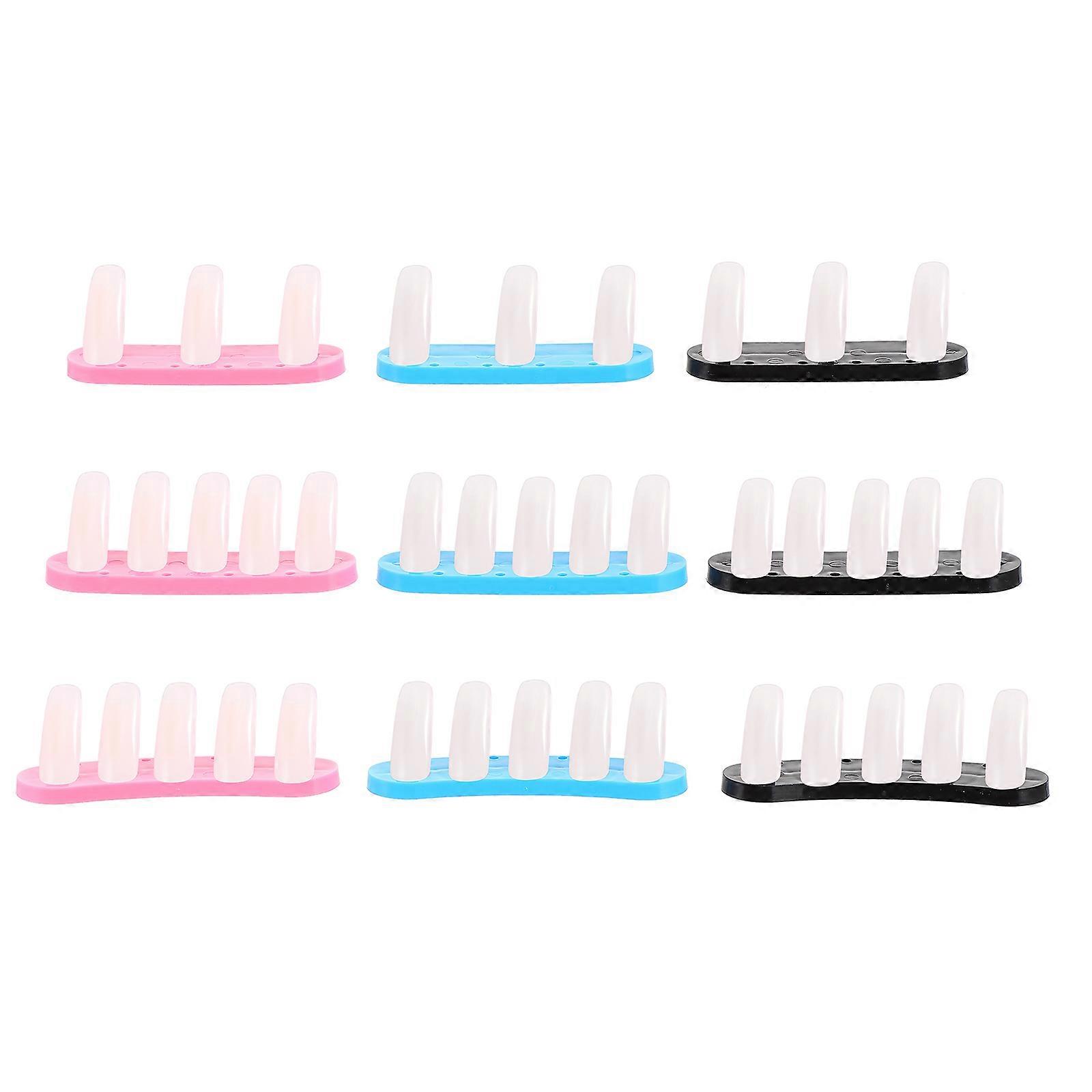 9Pcs Nail Practice Stand with 30Pcs Fake Nail Tips Display Holder Support Base