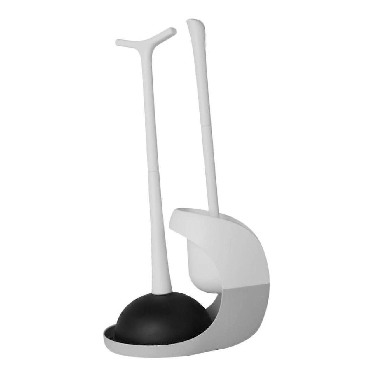 1 set plunger with holder and toilet brush, bathroom with detachable toilet brush, stable base and moderate hardness for effective cleaning.