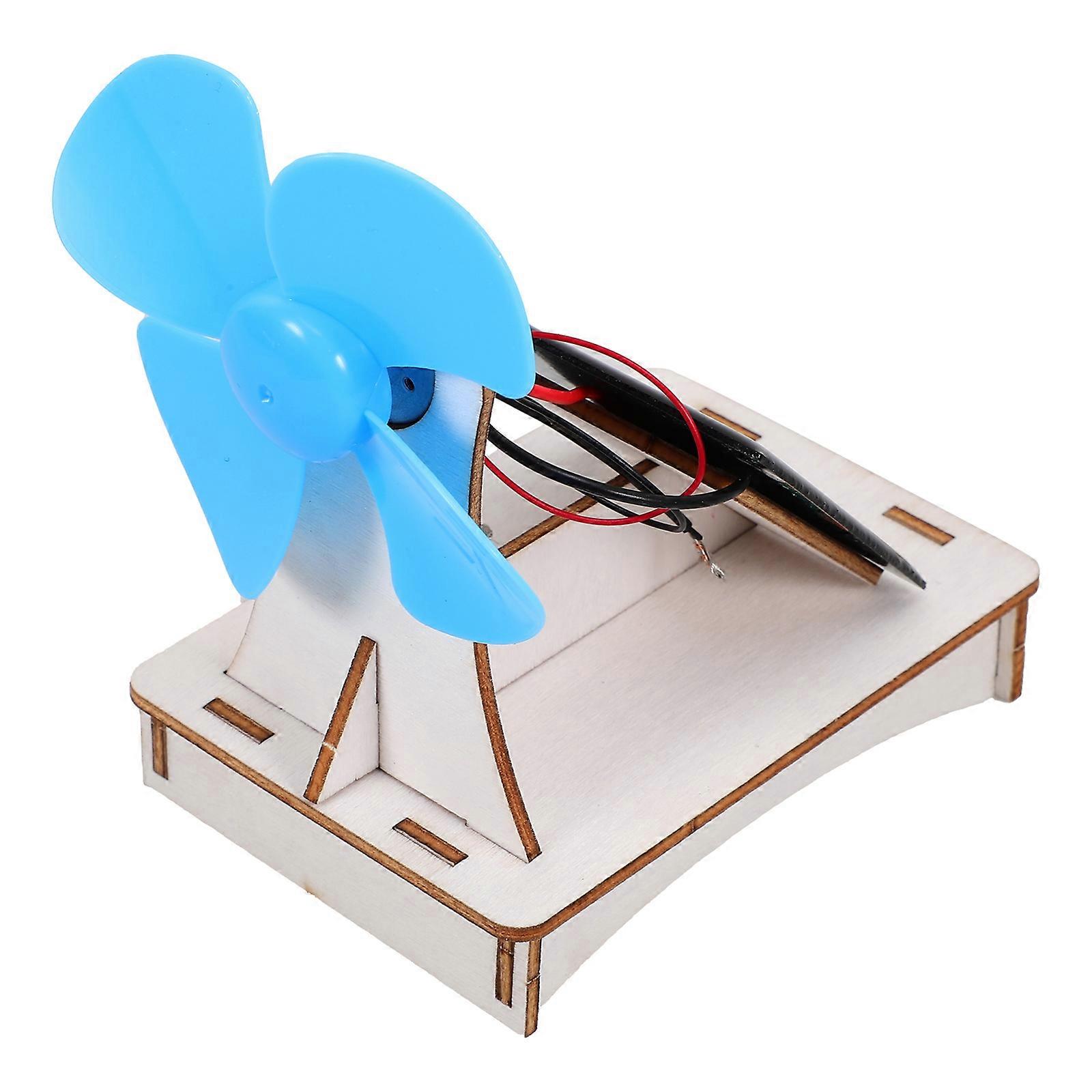 DIY Solar Fan Kit for Kids Educational Toy with ABS Wood and Metal Parts Assorted Color