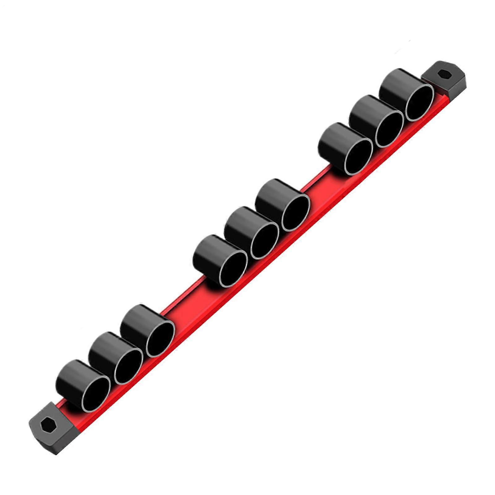 Magnetic Screwdriver Storage Rack - 9-Way Tool Holder Rail with Magnetic Strip for Wrenches and Gardening Tools