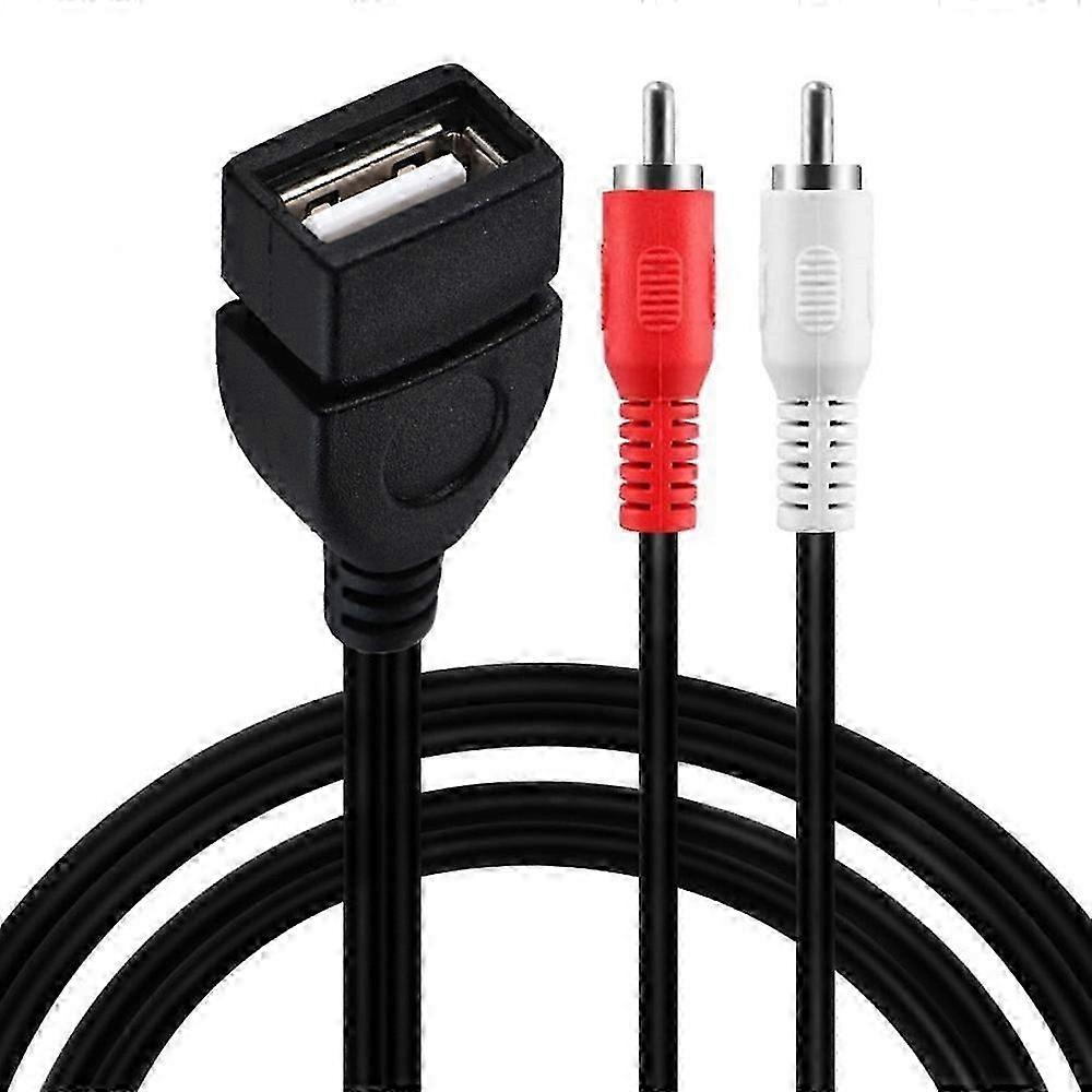 JUNSUNMAY USB 2.0 Female to 2 x RCA Male Video Audio Splitter Adapter Cable, Length:0.2m 0.2m USB F to 2 RCA