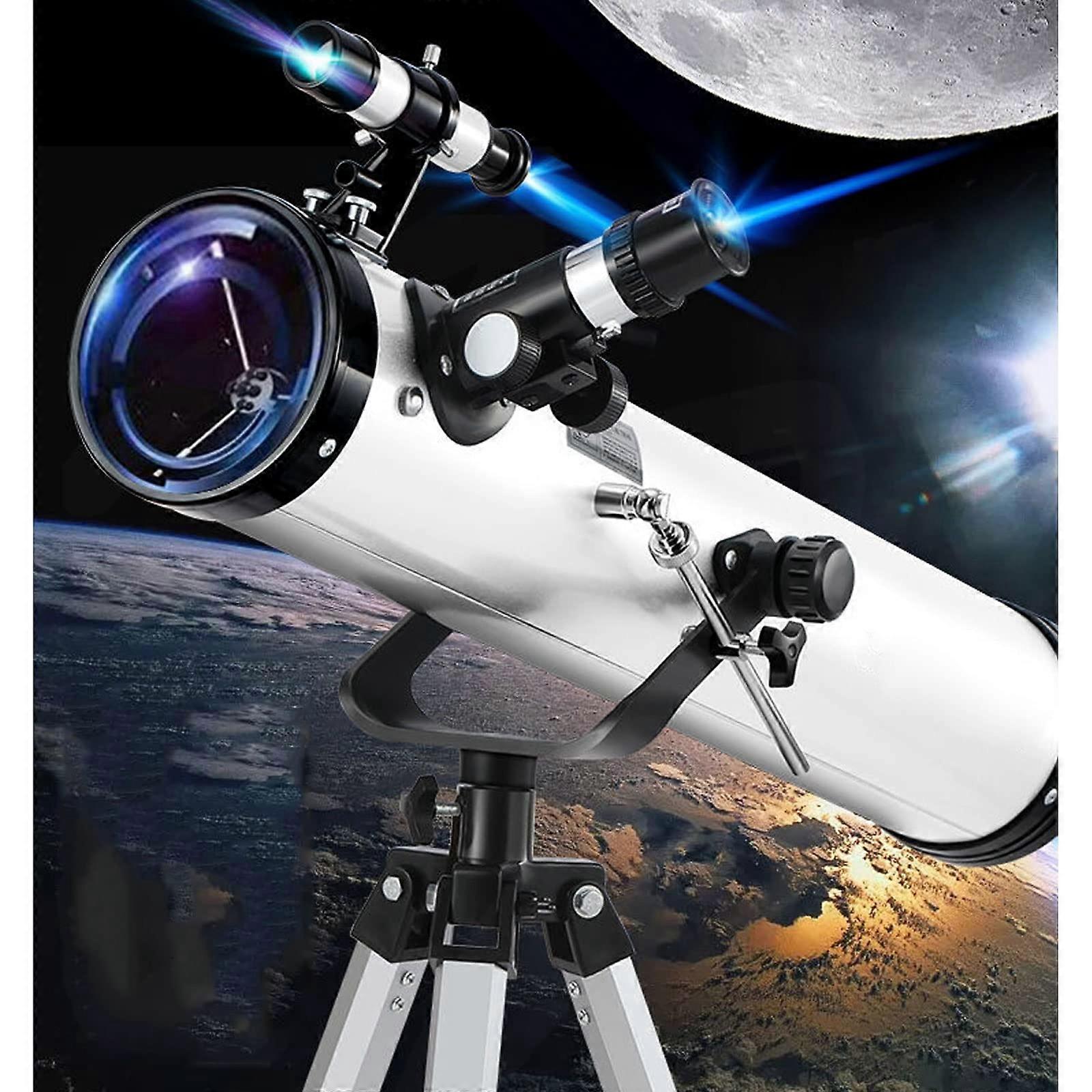 Telescopes for astronomy beginners, 114mm telescope for kids and adults (White F)