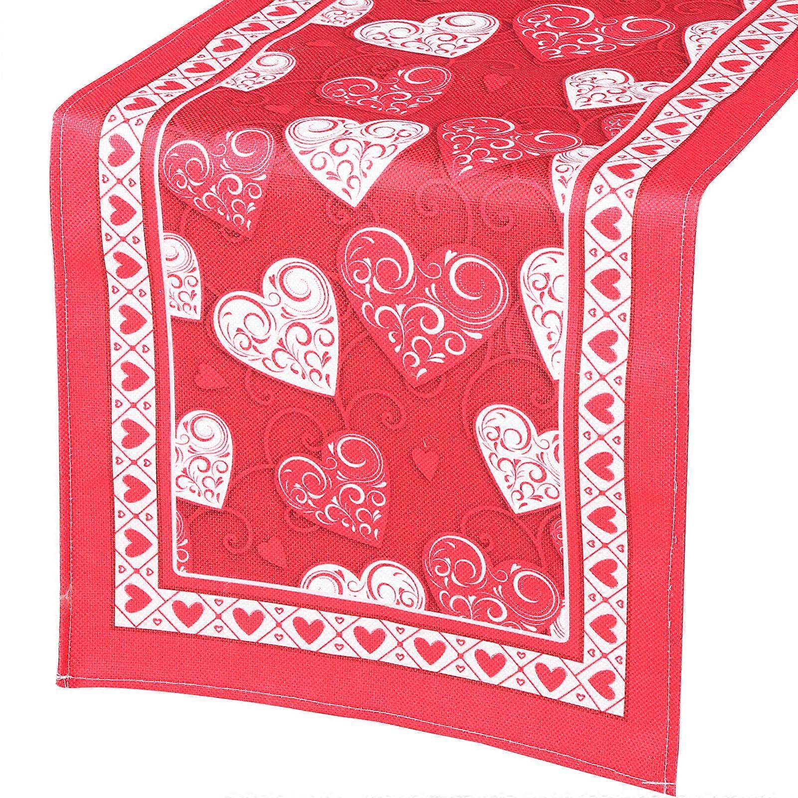 Valentine Theme Table Runners Heart Printed Tablecloth 178x33cm Ideal For Special Occasions 1Pack