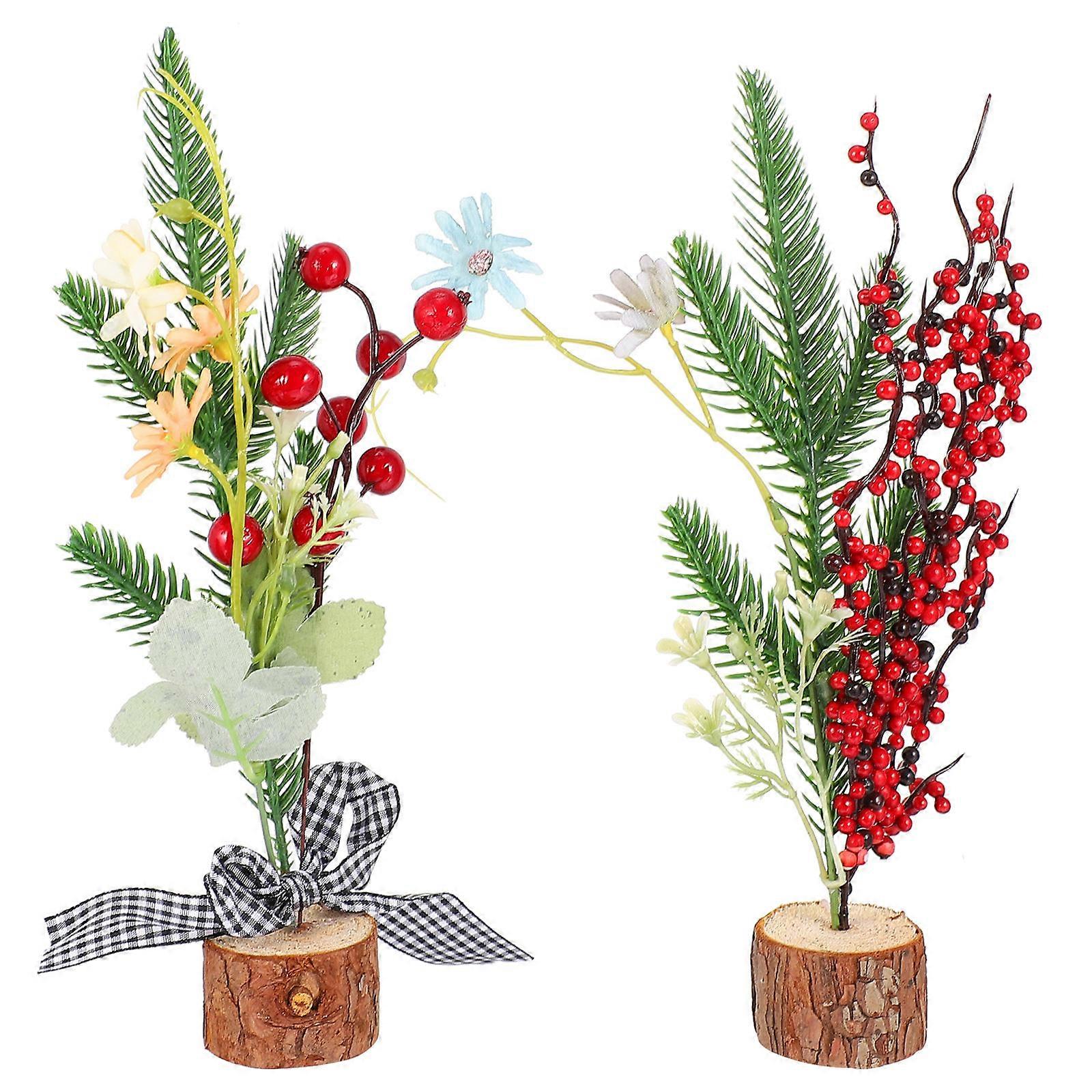 a polished and engaging product description for your **2pcs Mini Artificial Christmas Trees For Desktop Decoration**:

 

🎄 **Set of 2 Mini