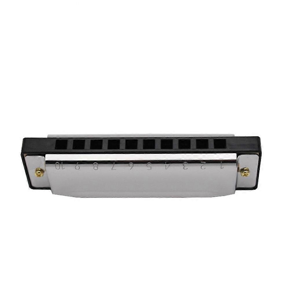 Musical Instrument Harmonica For Folk Music With 10 Holes And Silver Finish 1Pack