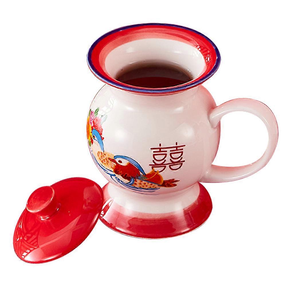 Vintage Ceramic Mug with Lid – Unique Design, Smooth Handle, Perfect for Tea, Coffee or Milk, Ideal for Office or Any Occasion