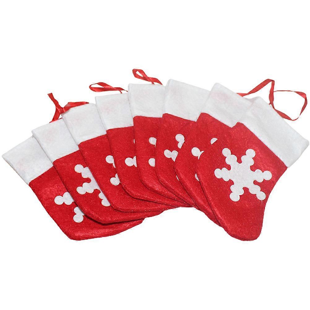 Christmas Themed Tableware Holders 8Pcs Sock-Shaped Cutlery Storage For Dinner Table Decorations Red