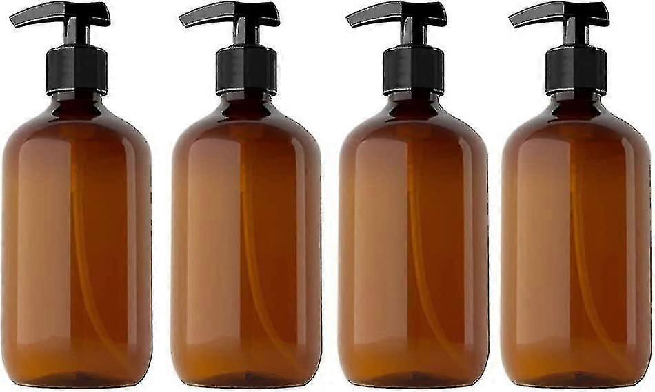 4x 300ml baderomssåpedispenserpumpeflasker med brun PP