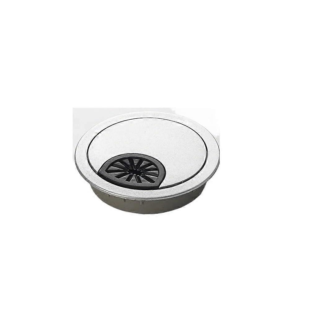 Kabeltülle Schreibtisch 60mm, Kabeldurchführungsabdeckung, 1 Stück, silber, hält Kabel sauber
