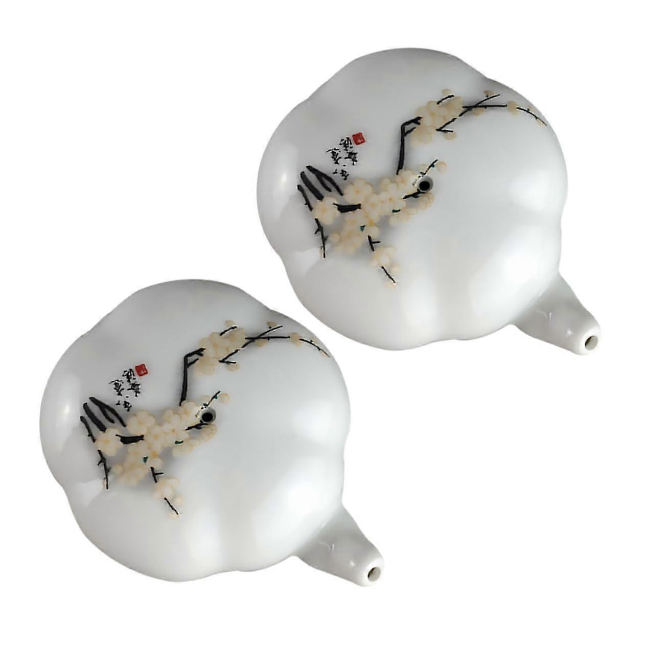 Porcelain Water Droplet Calligraphy Water Containers - Ergonomic Ink Mixing Tools for Calligraphy and Chinese Painting, Easy to Clean, Set of 2