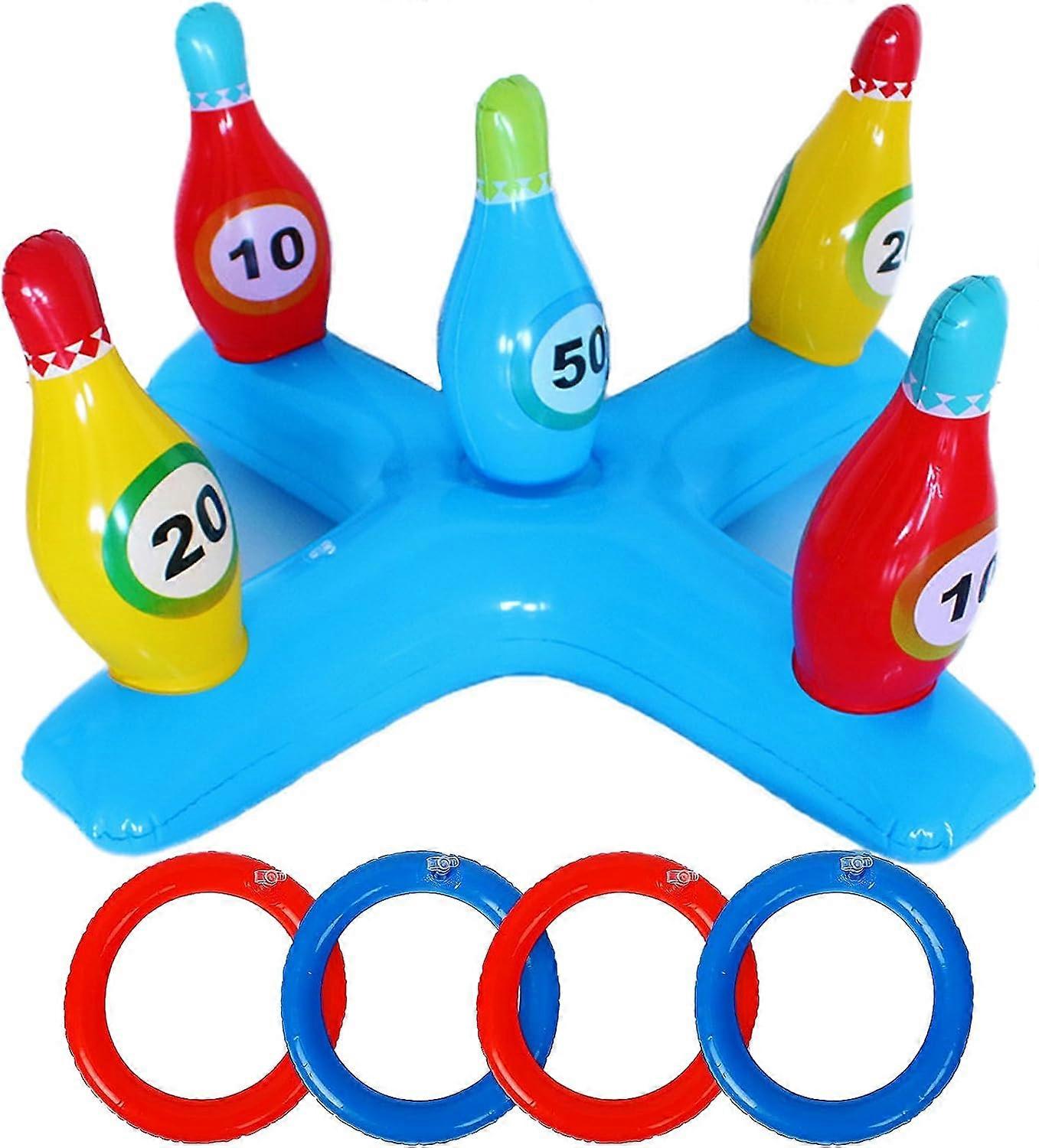 Inflatable ring game for billiards throwing toy bowling pin design