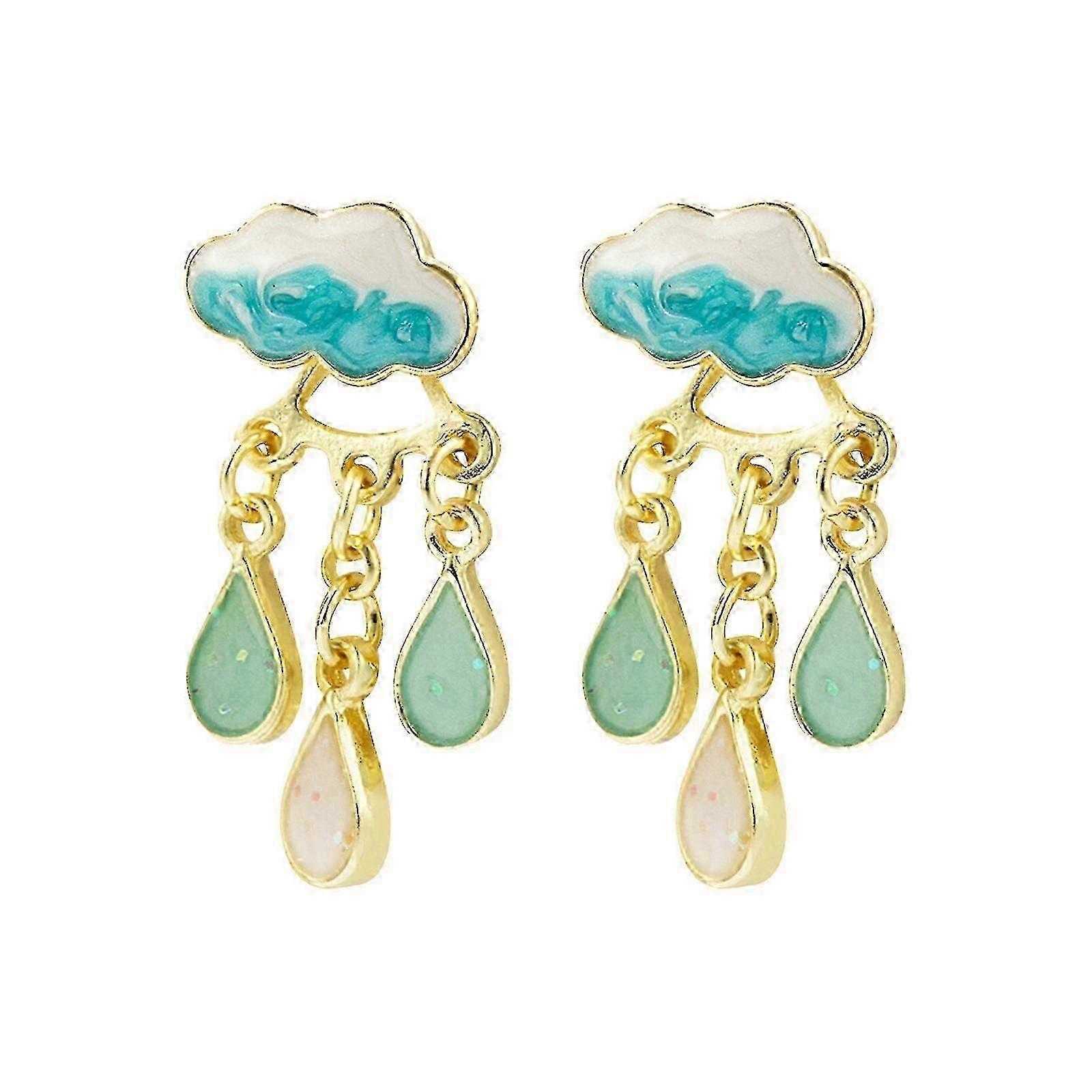 Exquisite Cute Rainy Day Cloud Stud Earrings - Fresh Water Drop Design