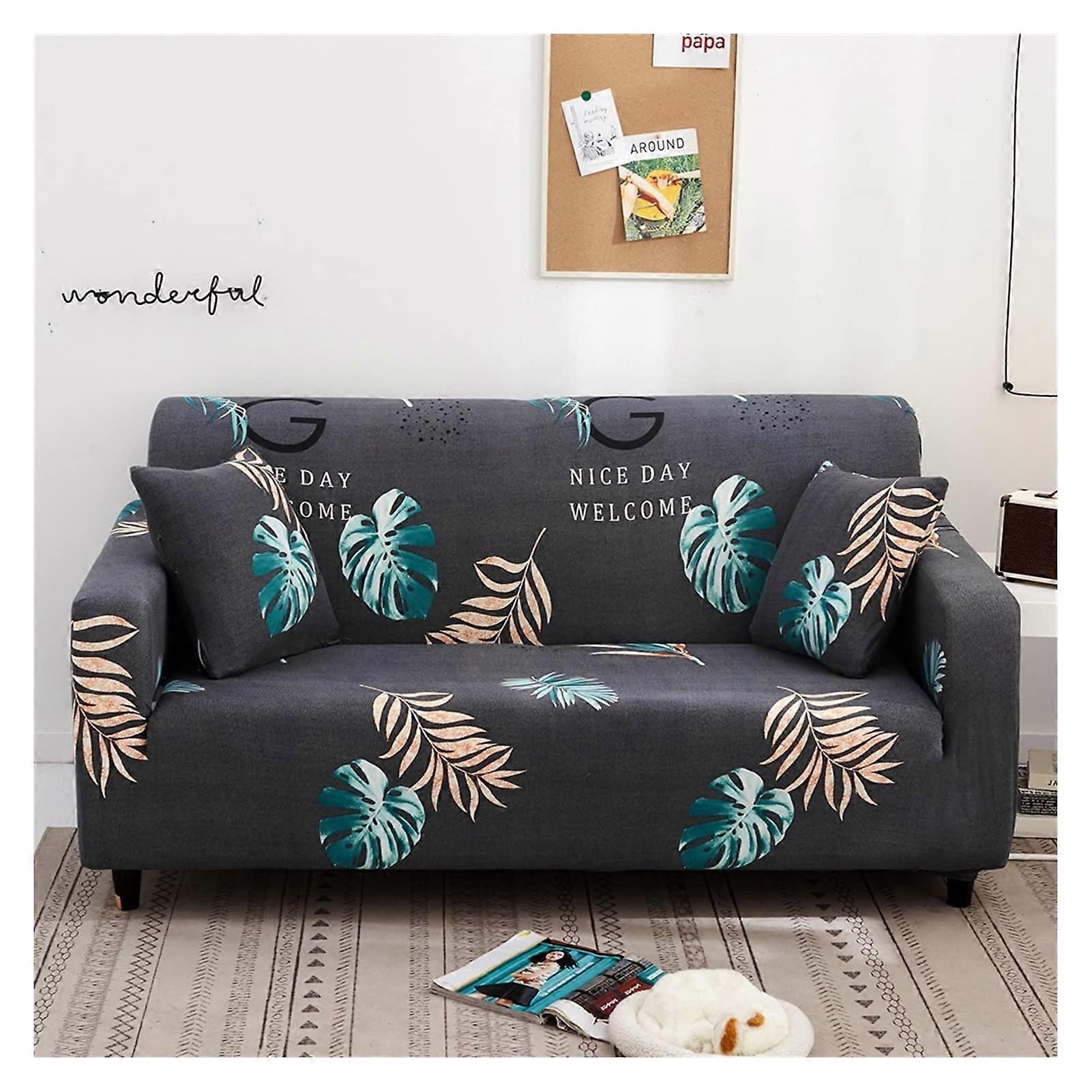 Stretch Sofa Covers Elastic Furniture Protector Polyester Loveseat Cover (Big Leaves, 1 seater 90 140cm)