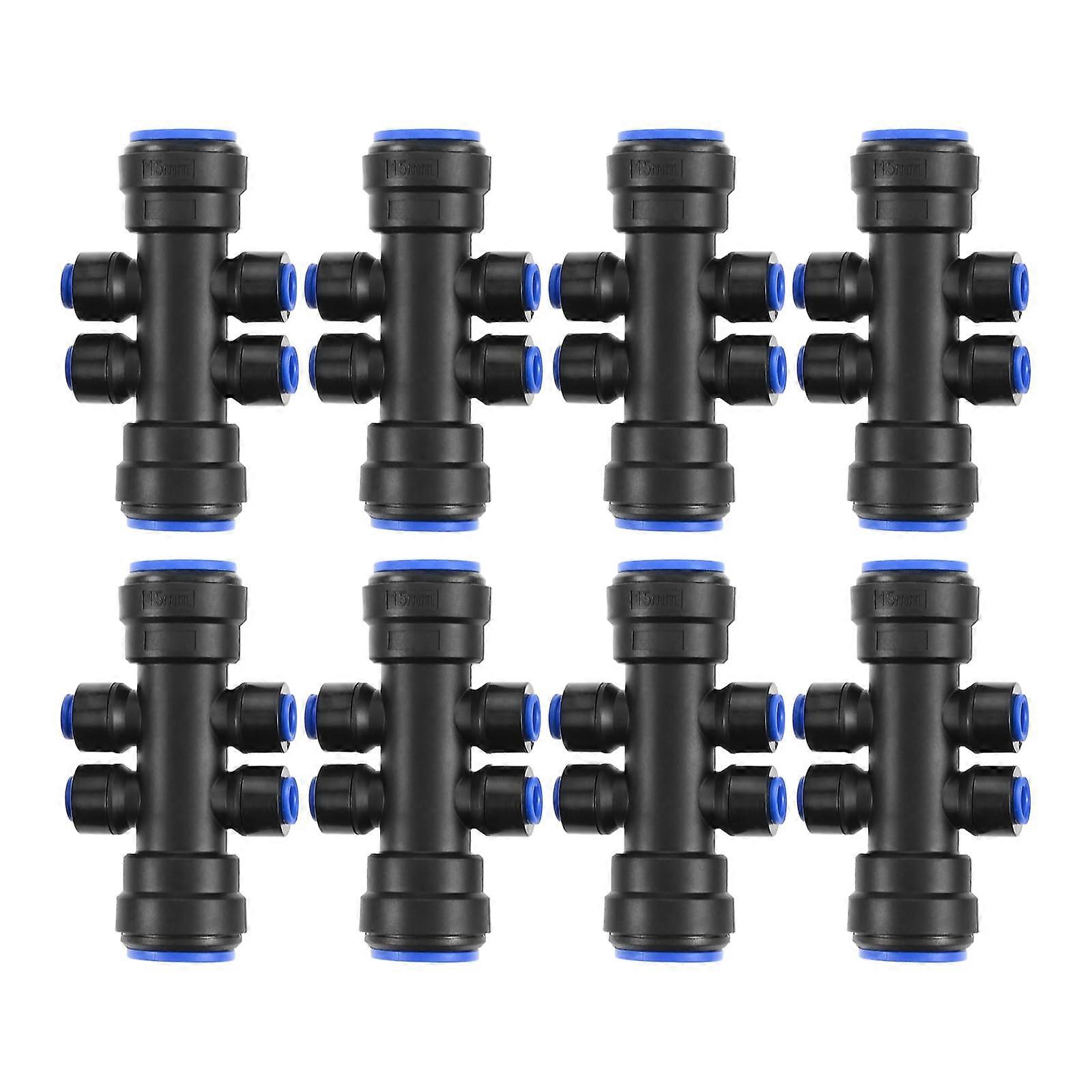 8 Pcs 1/4 Inch Drip Irrigation 6Way Splitter Connector for Drip Irrigation System, Compatible with 1/4' Irrigation Tubing and Pipes