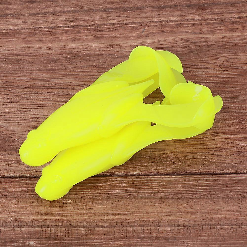 2Pcs PVC Simulation Artificial Lifelike Fishing Lure Bait Soft Worm Accessory 90mm4#fluorescent yellow 