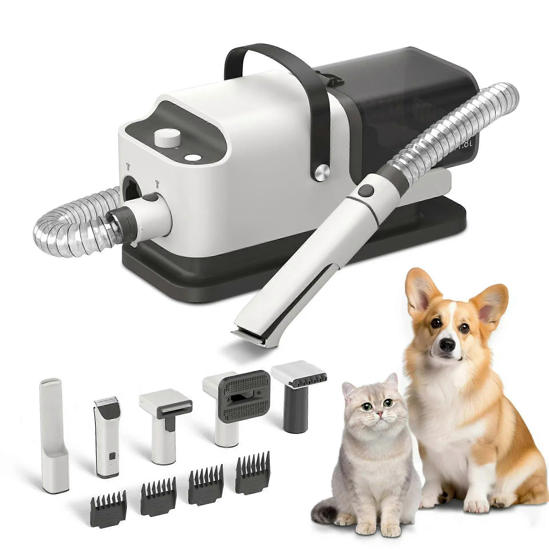 Pet Care Suction Cutting Blowing Machine for Cats and Dogs, Low-Noise Grooming Vacuum Cleaner and Shaver Set