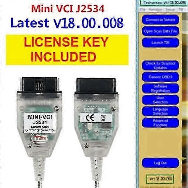 2024 MINI VCI TIS Techstream V18.00.008 J2534 Cable for Diagnostics & Inspection