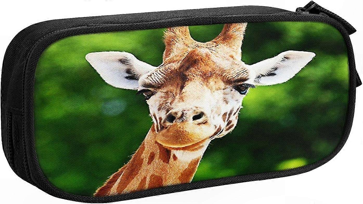 Large Capacity Giraffe Print Pencil Case for School and Office Use