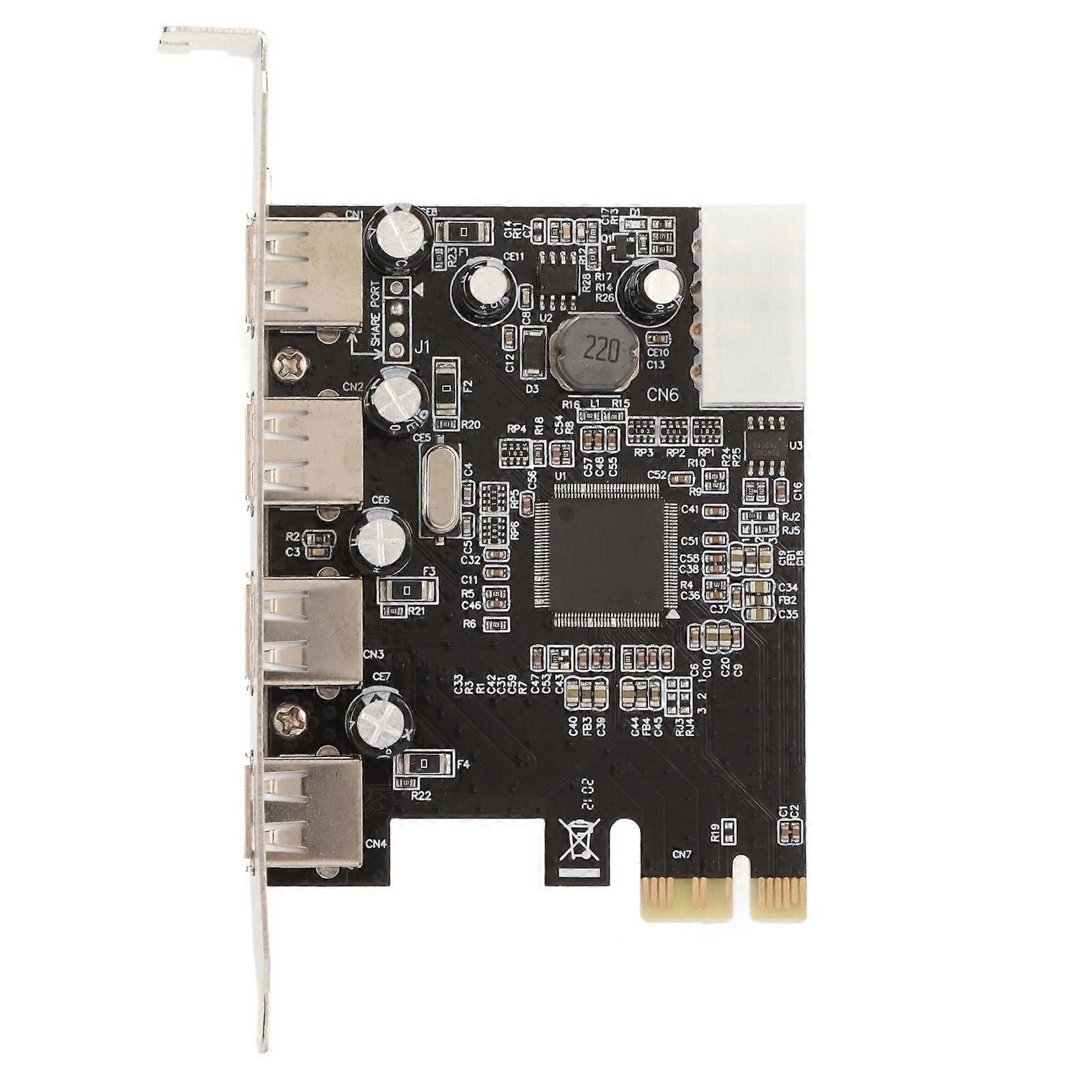 PCIe to USB2.0 Expansion Card 4 Ports 4 Pin Power 480Mb/s Easy Installation USB 2.0 Expansion Card for Desktop Chassis