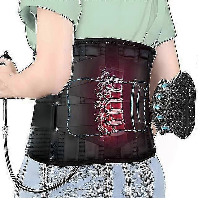 Lumbar Support Belt With Inflatable Pad Relieve Waist Pain Dual Adjustable Support Straps Lower Back Brace For Herniated Disc