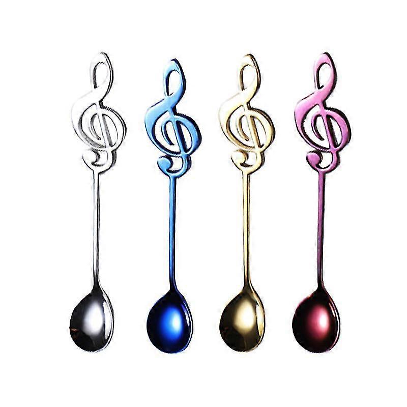 304 Stainless Steel Flatware Sets Colorful Music Notes Coffee Spoon...