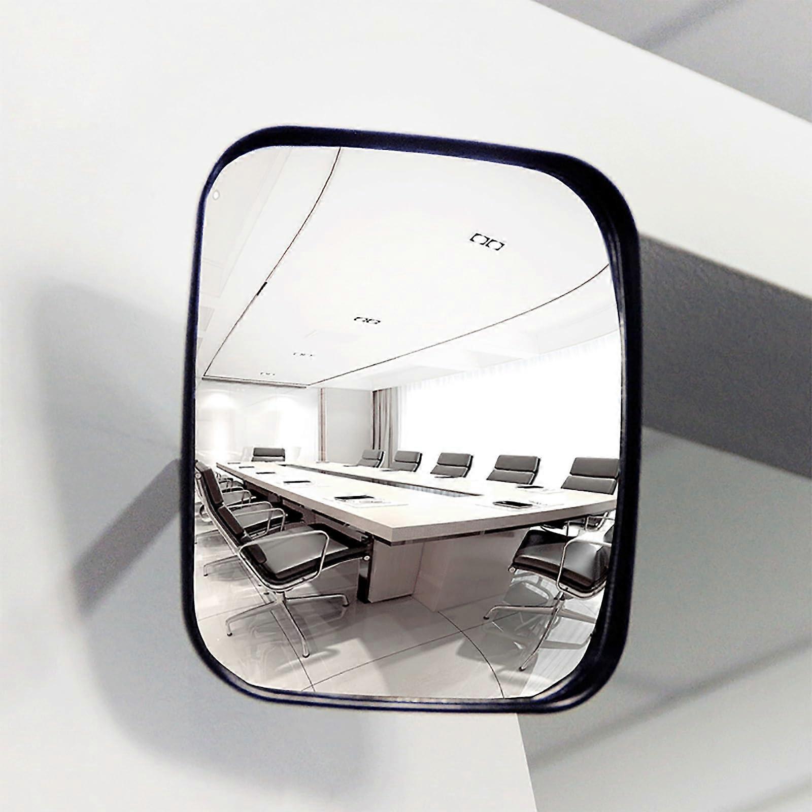 Acrylic Safety Convex Mirror Rectangular 16x19cm 6x7In Adjustable Bracket Garage Warehouse Indoor/Outdoor Surveillance