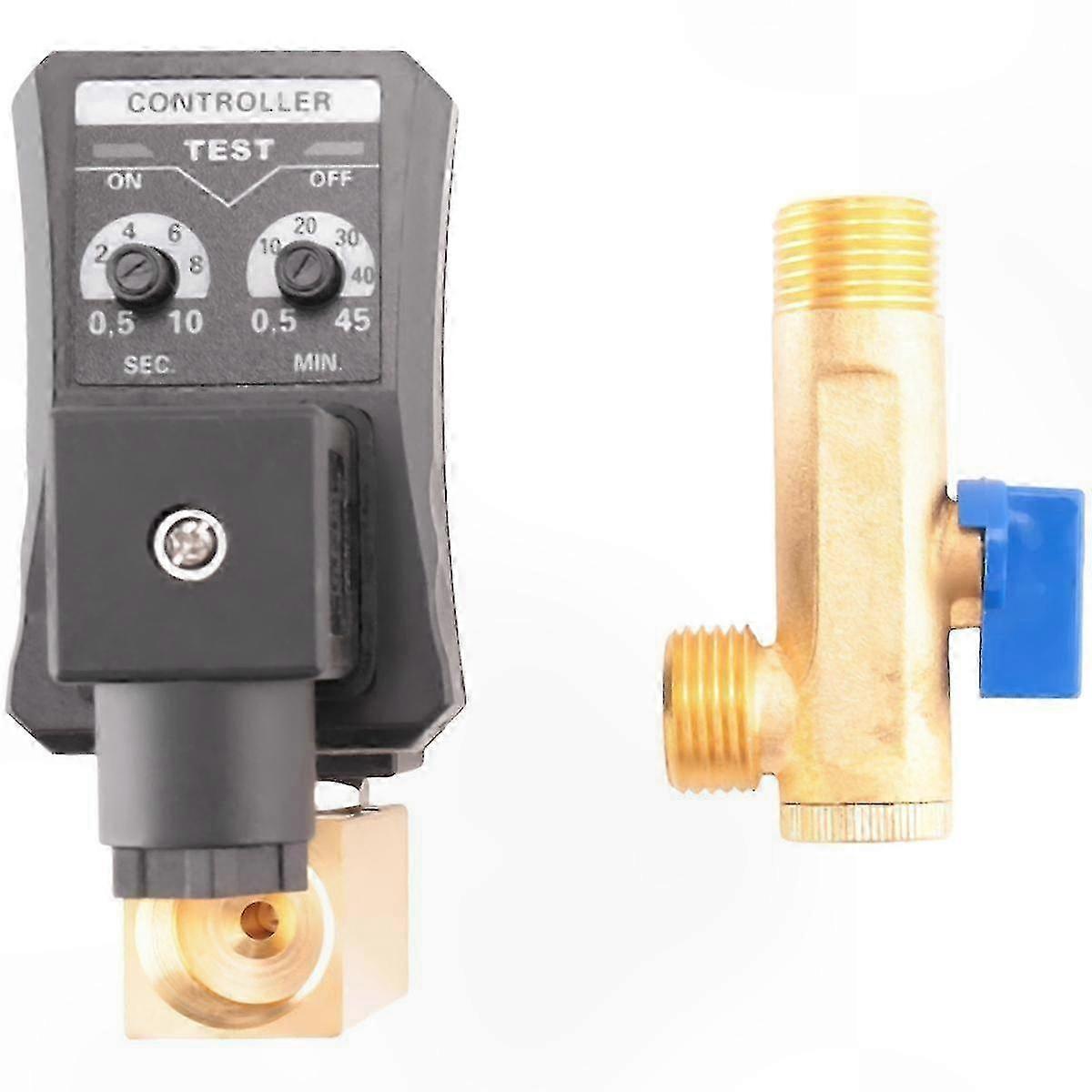 Automatisches zeitgesteuertes Ablassventil für Luftkompressor, G1/2 DN15 230V Elektronischer Wassertank Kondensatablass
