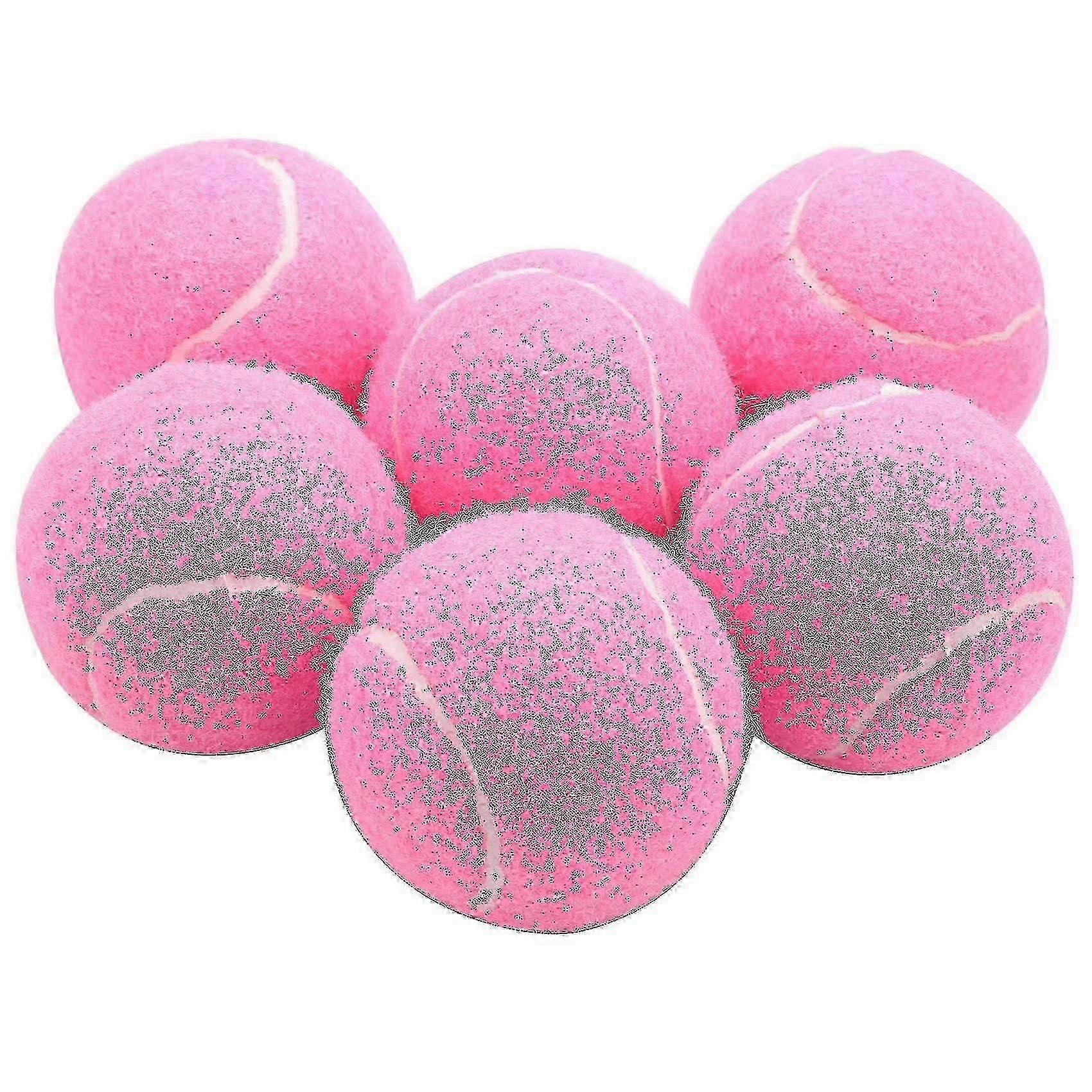 6 قطع كرات التنس الوردي للنساء المبتدئين ممارسة ، كرات تدريب مرنة مقاومة للاهتراء 66 مم