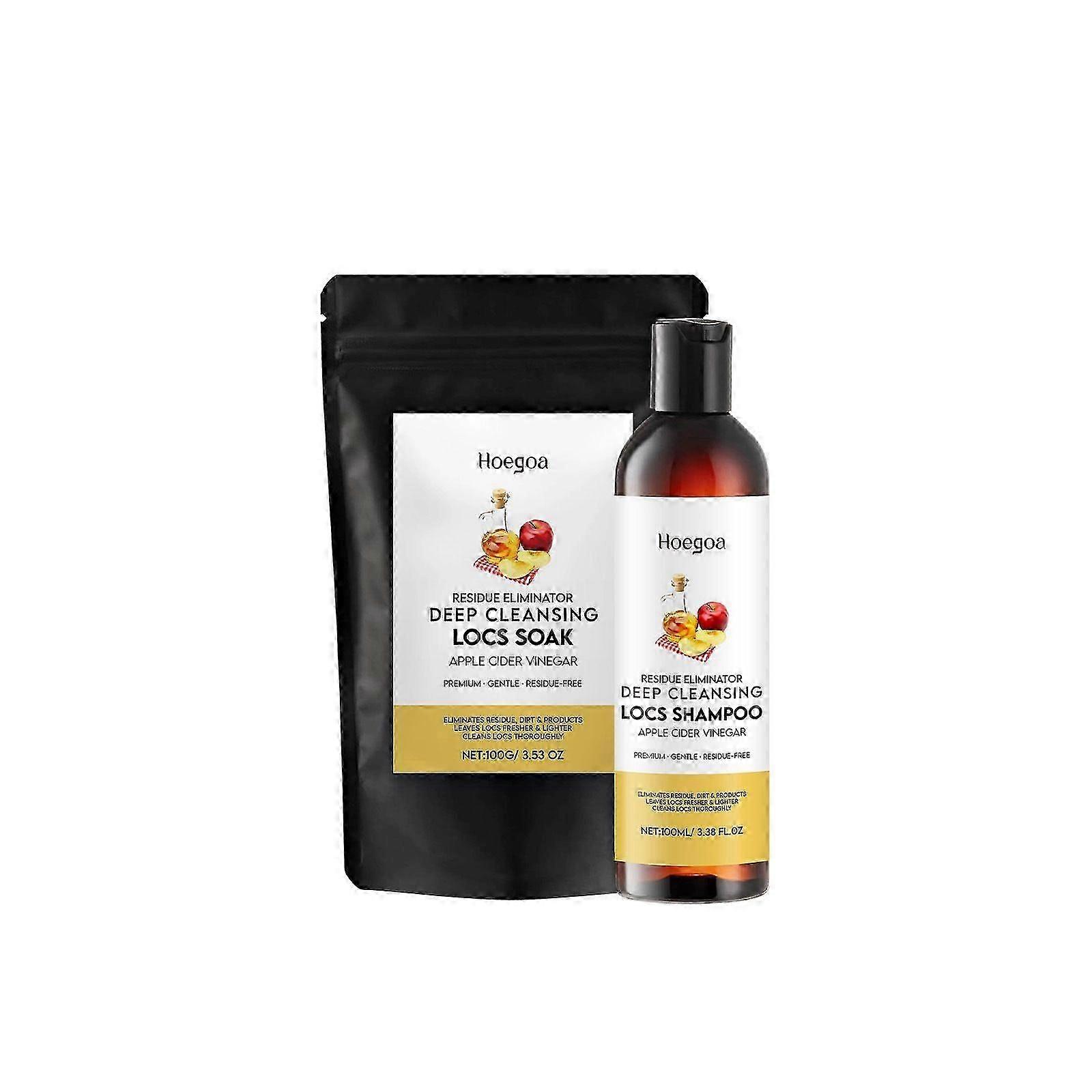 Essential Kit with Apple Cider Vinegar - Deep Cleansing Shampoo + Clarifying Soak for Dreadlocks, Locs & Sisterlocks | Natural, Residue-Free Hair Prod