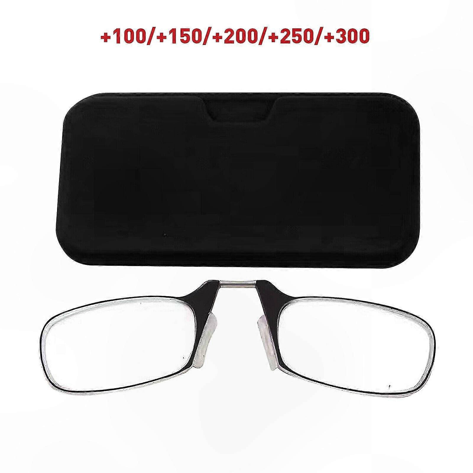 Lightweight Reading Glasses with Case Unisex Mini Nose Clip 1.0-3.0 Magnification Optics Solution for Daily Use