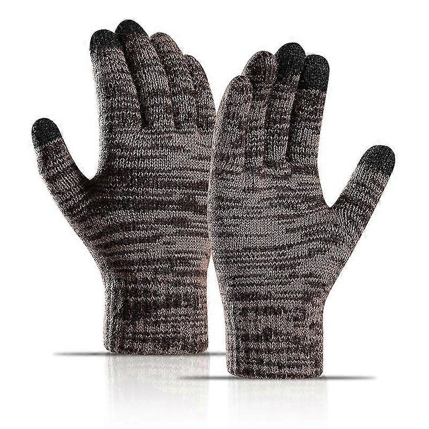 Winter Gloves for Men Warm Knitted Stretchy Fit with Touch Screen Function