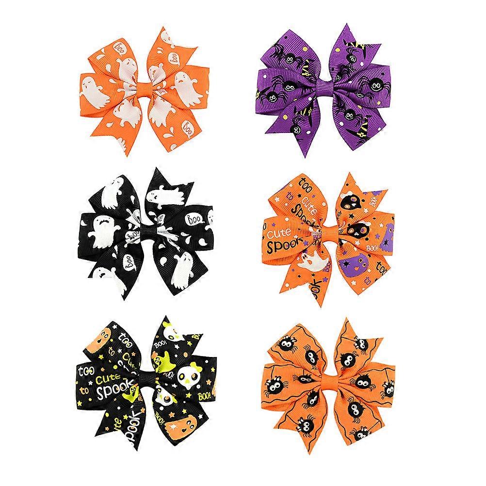 Bowknot Hair Clip Butterfly Ribbon for Decoration 6Pcs Halloween Set