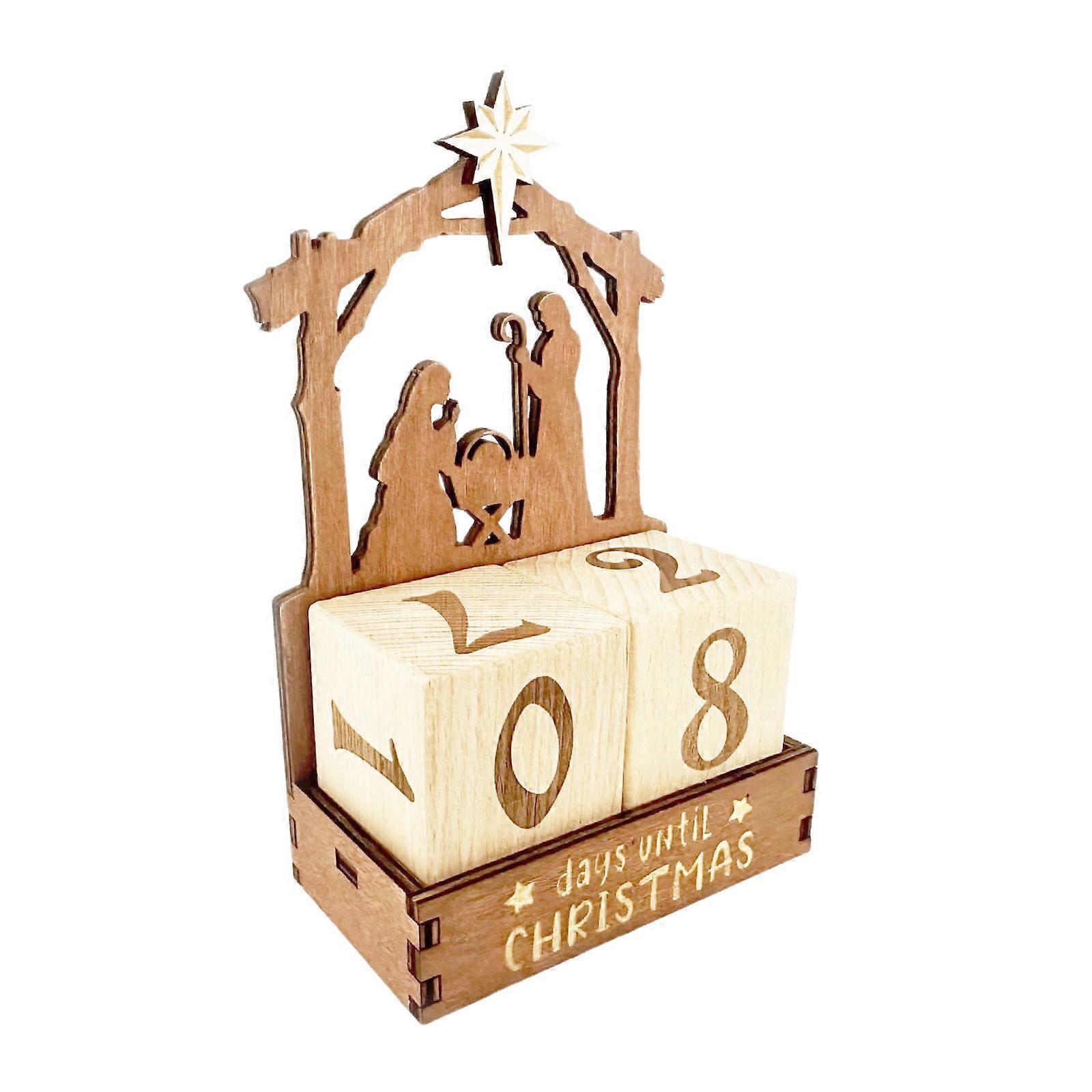 Christmas Countdown Calendar Christmas Advents Number Countdown Calendar Christmas Countdown Wood Block Set Home Decors Multicolor
