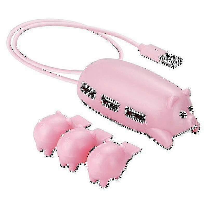 Pink Pig Laptop Usb Hub 2.0 Keyboard Mouse Adapter Portable Extender Gadget