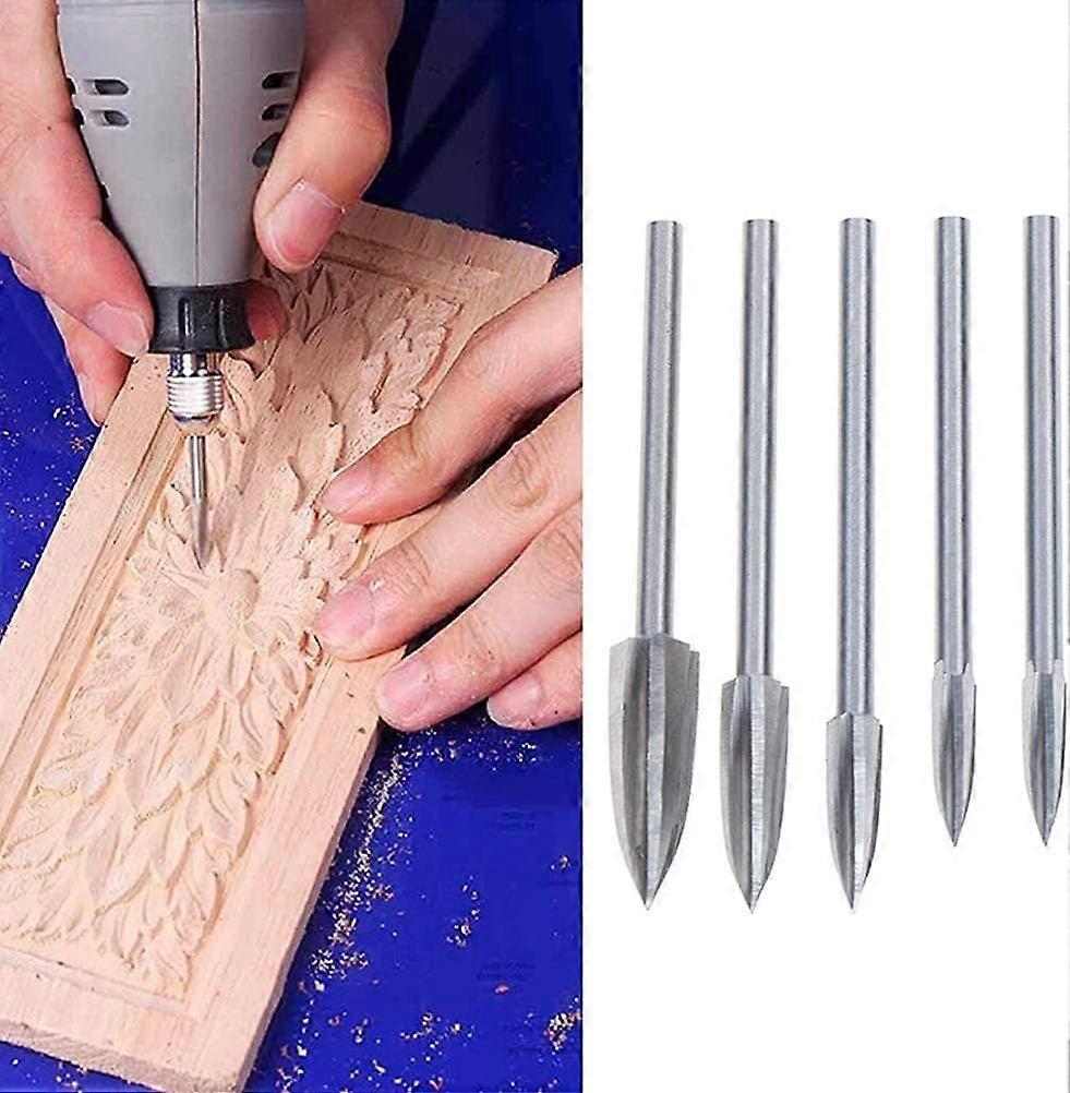 5pcs/Set Wood Carving and Engraving Drill Bit Milling Cutter Root Carving Tools