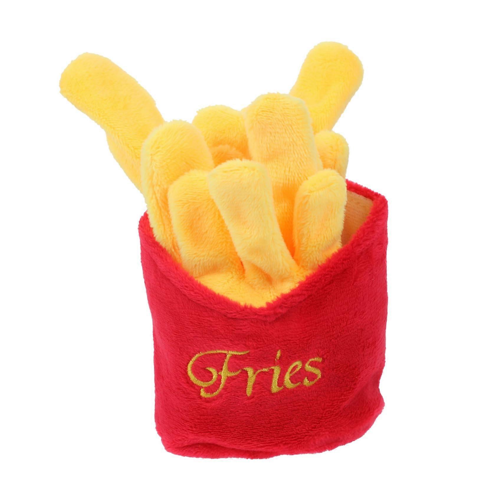 Pet Dog Food Toy Squeaky Chew Toy for Puppies Lightweight Portable Imitation Fries Design Reduces Loneliness
