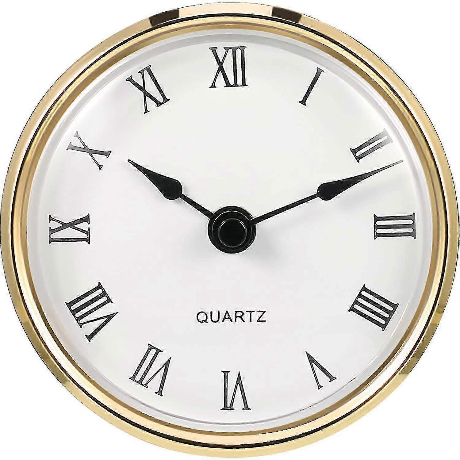 3-1/8 Inch (80 Mm) Quartz Clock Fit-up/insert With Roman Numeral, Quartz Movement (gold Rim)