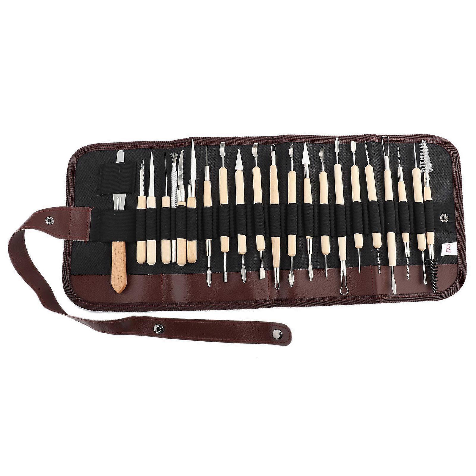 22Pcs Professional Wooden Metal Clay Sculpture Molding Carving Tool Kit
