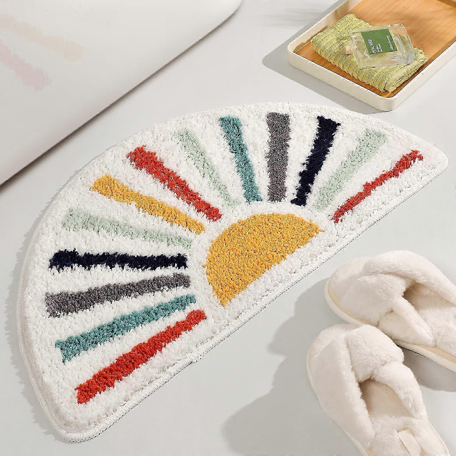 Semi-Circular Boho Style Bath Mat for Bathroom Use