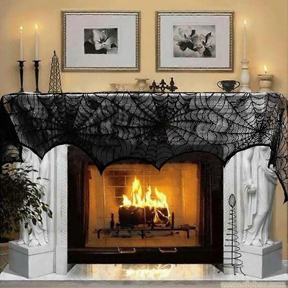 Rectangular Polyester Lace Spider Web Tablecloth 244x46CM Halloween