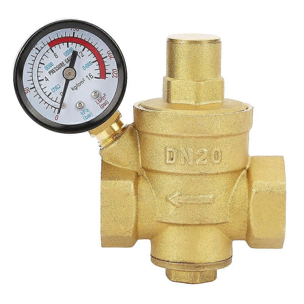 Régulateur de pression d'eau réglable en laiton DN20 avec manomètre