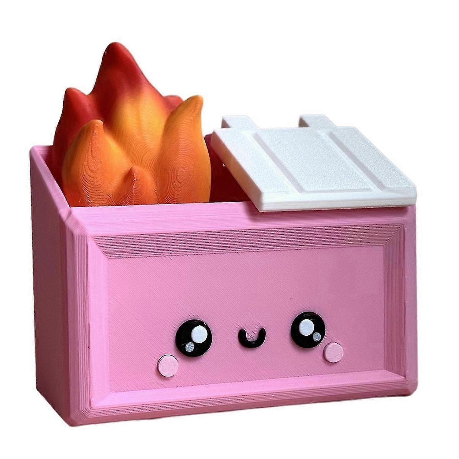 3D Printed Dumpster Fire Desktop Figurine Fun Accessory A